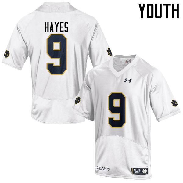 Youth #9 Daelin Hayes Notre Dame Fighting Irish College Football Jerseys-White - Click Image to Close